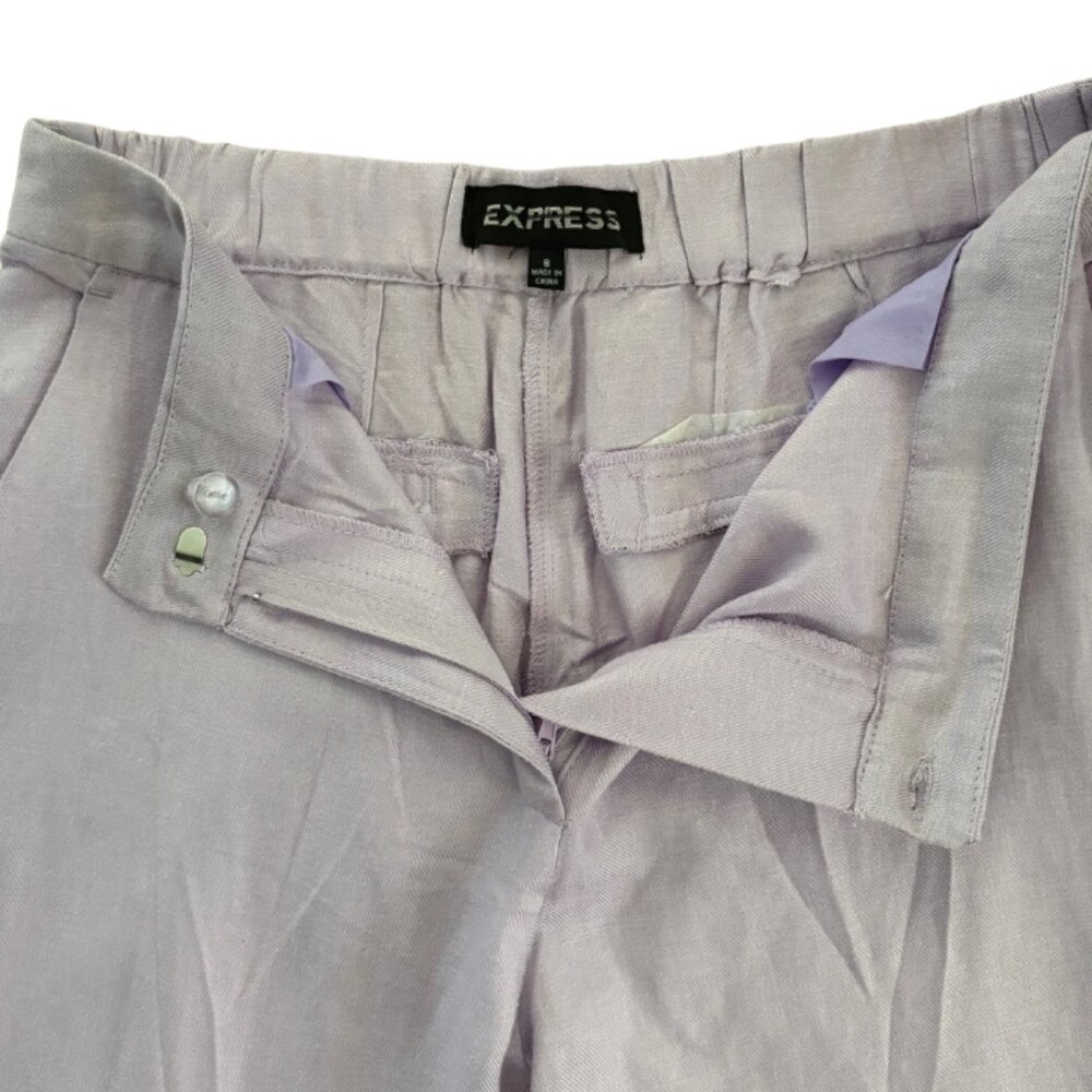 Express Linen-Blend Ankle Pant Purple Size 8 NEW - Picture 5 of 10